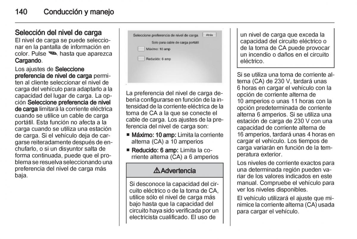 Opel Ampera manual del propietario / page 142