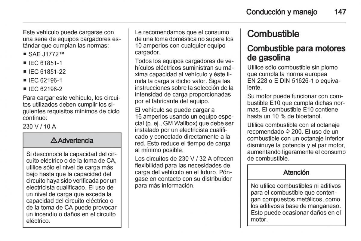 Opel Ampera manual del propietario / page 149