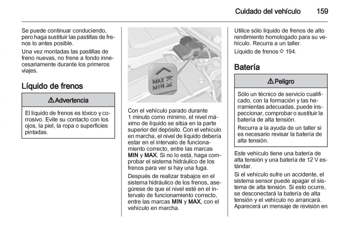 Opel Ampera manual del propietario / page 161