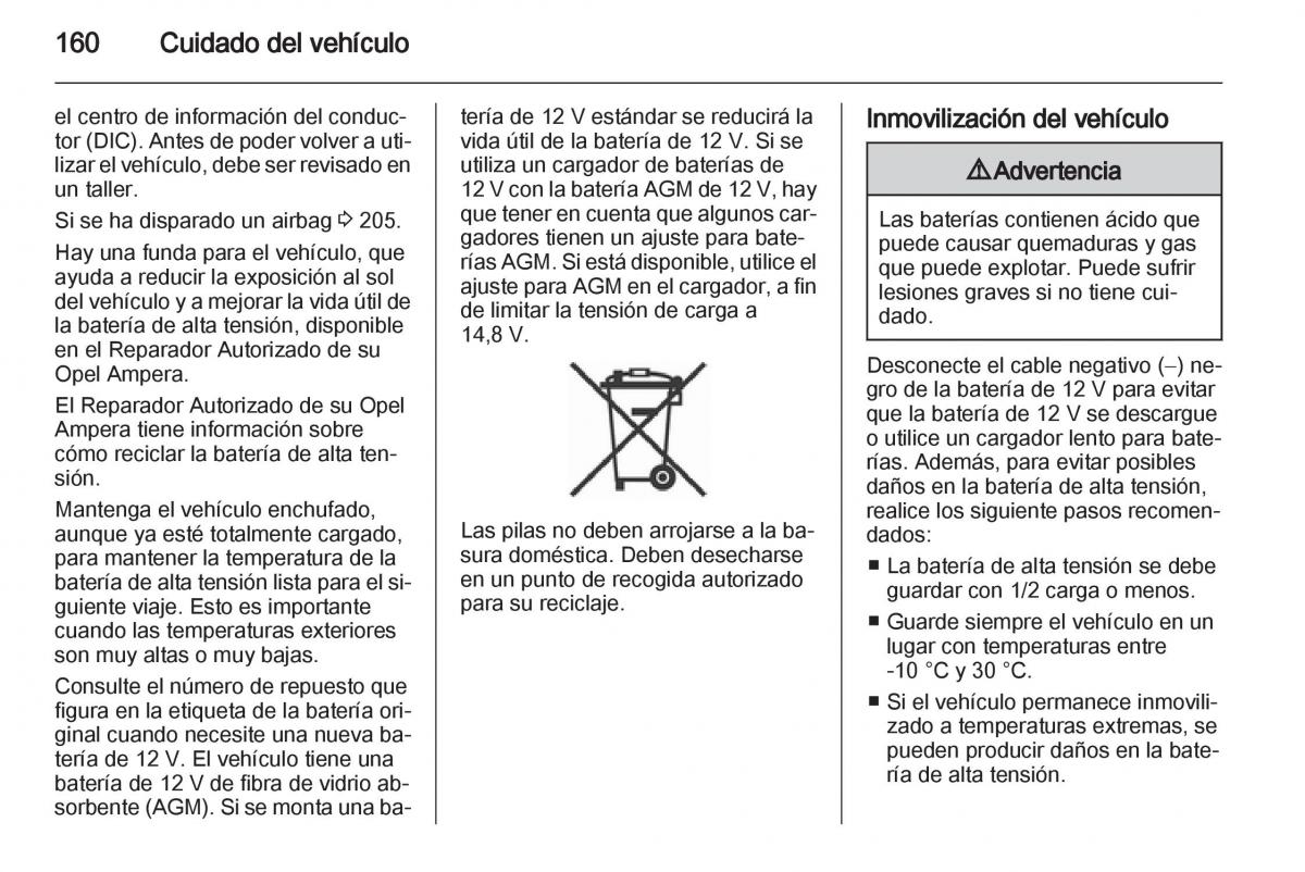 Opel Ampera manual del propietario / page 162