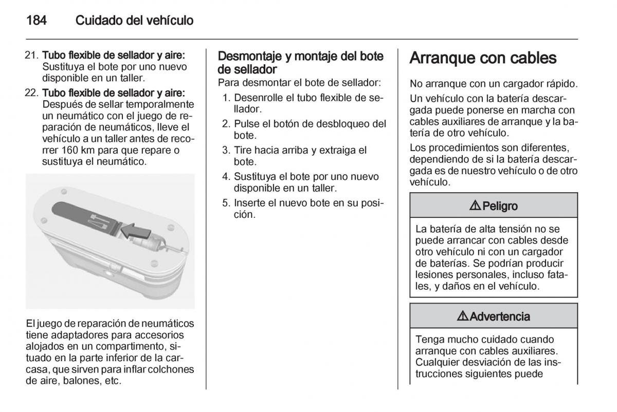 Opel Ampera manual del propietario / page 186