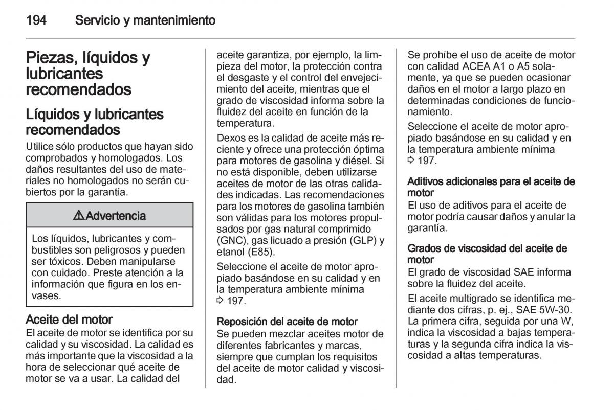 Opel Ampera manual del propietario / page 196