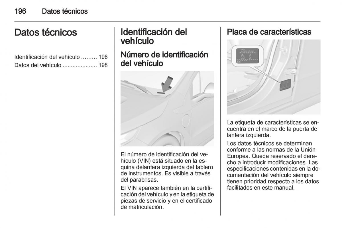 Opel Ampera manual del propietario / page 198