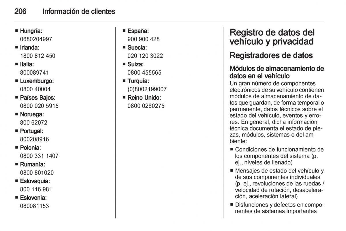 Opel Ampera manual del propietario / page 208