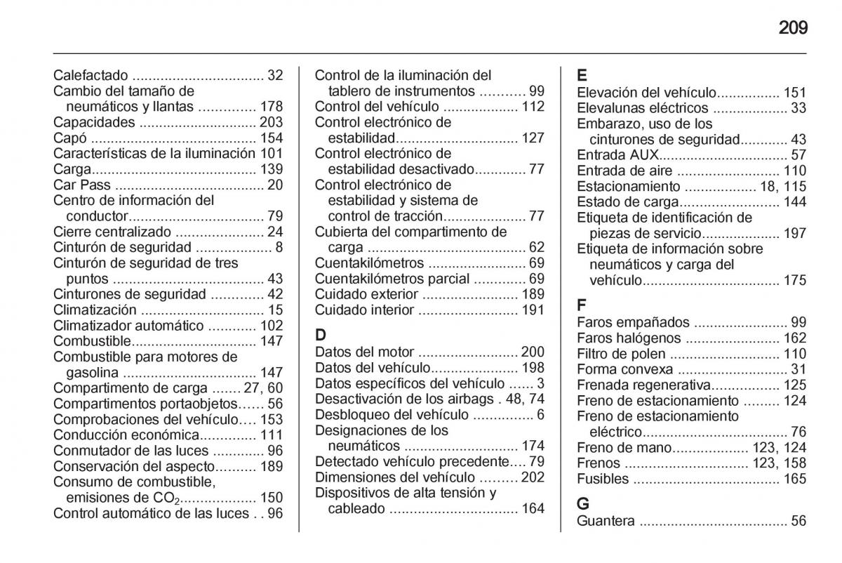 Opel Ampera manual del propietario / page 211