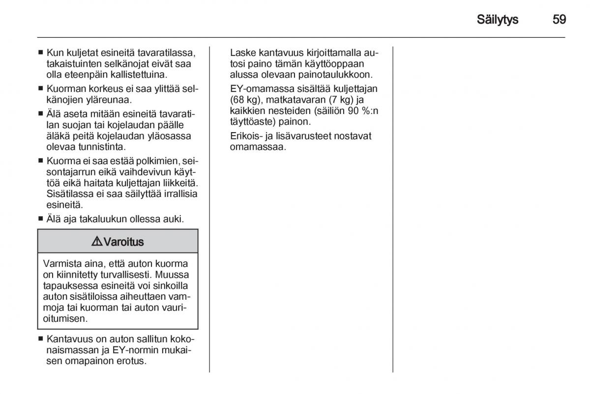 Opel Ampera omistajan kasikirja / page 61