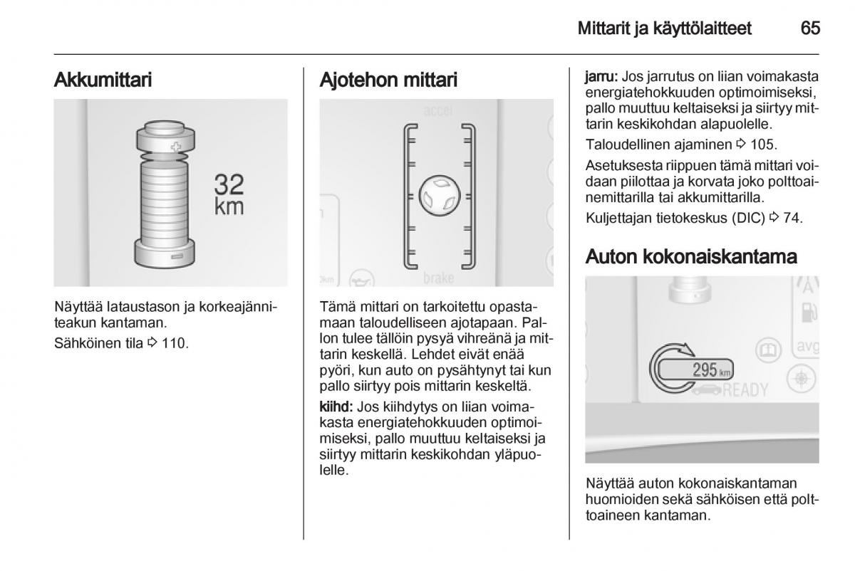 Opel Ampera omistajan kasikirja / page 67