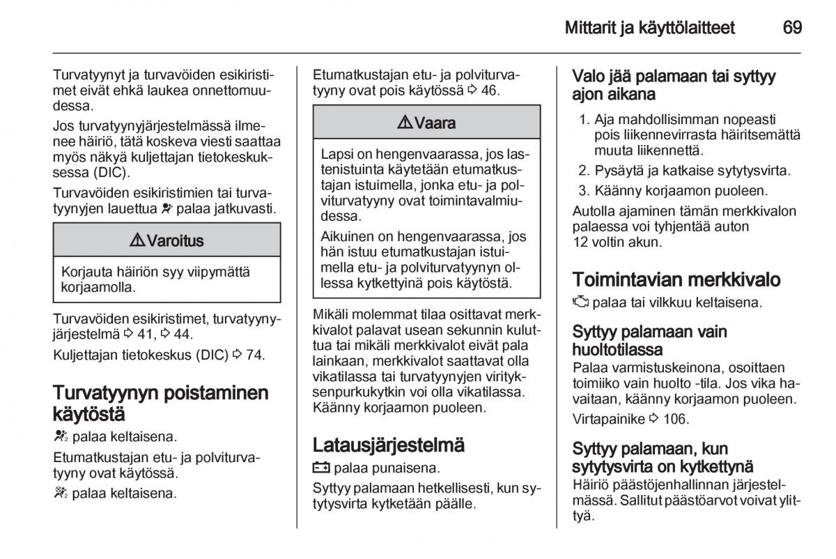 Opel Ampera omistajan kasikirja / page 71