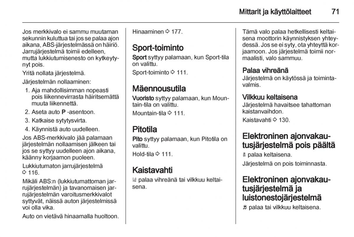 Opel Ampera omistajan kasikirja / page 73