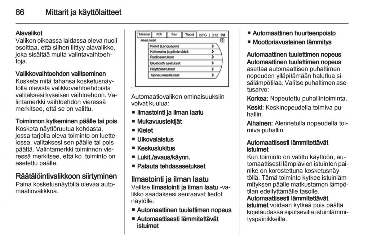 Opel Ampera omistajan kasikirja / page 88