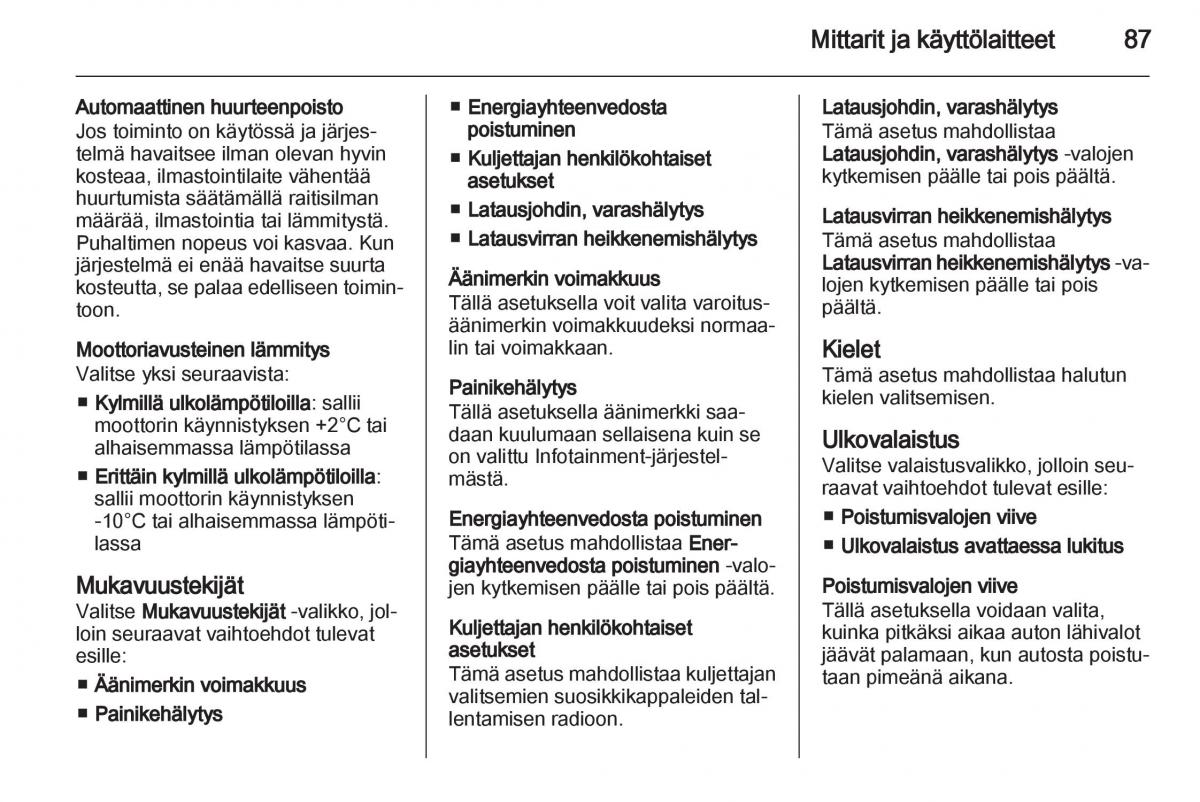 Opel Ampera omistajan kasikirja / page 89