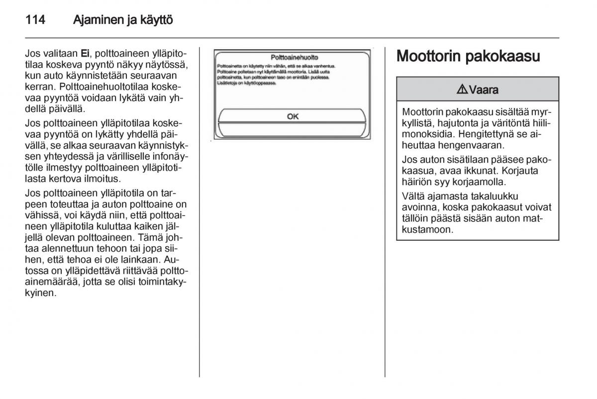 Opel Ampera omistajan kasikirja / page 116