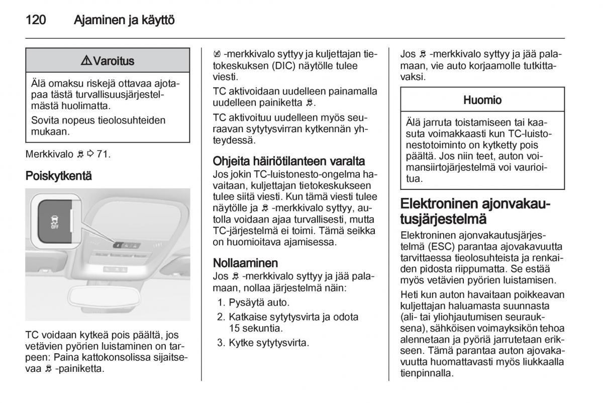 Opel Ampera omistajan kasikirja / page 122