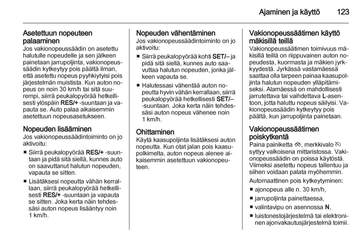 Opel Ampera omistajan kasikirja / page 125