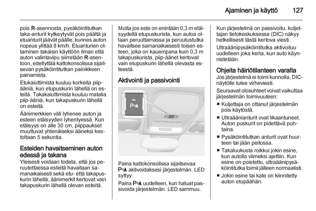 Opel Ampera omistajan kasikirja / page 129