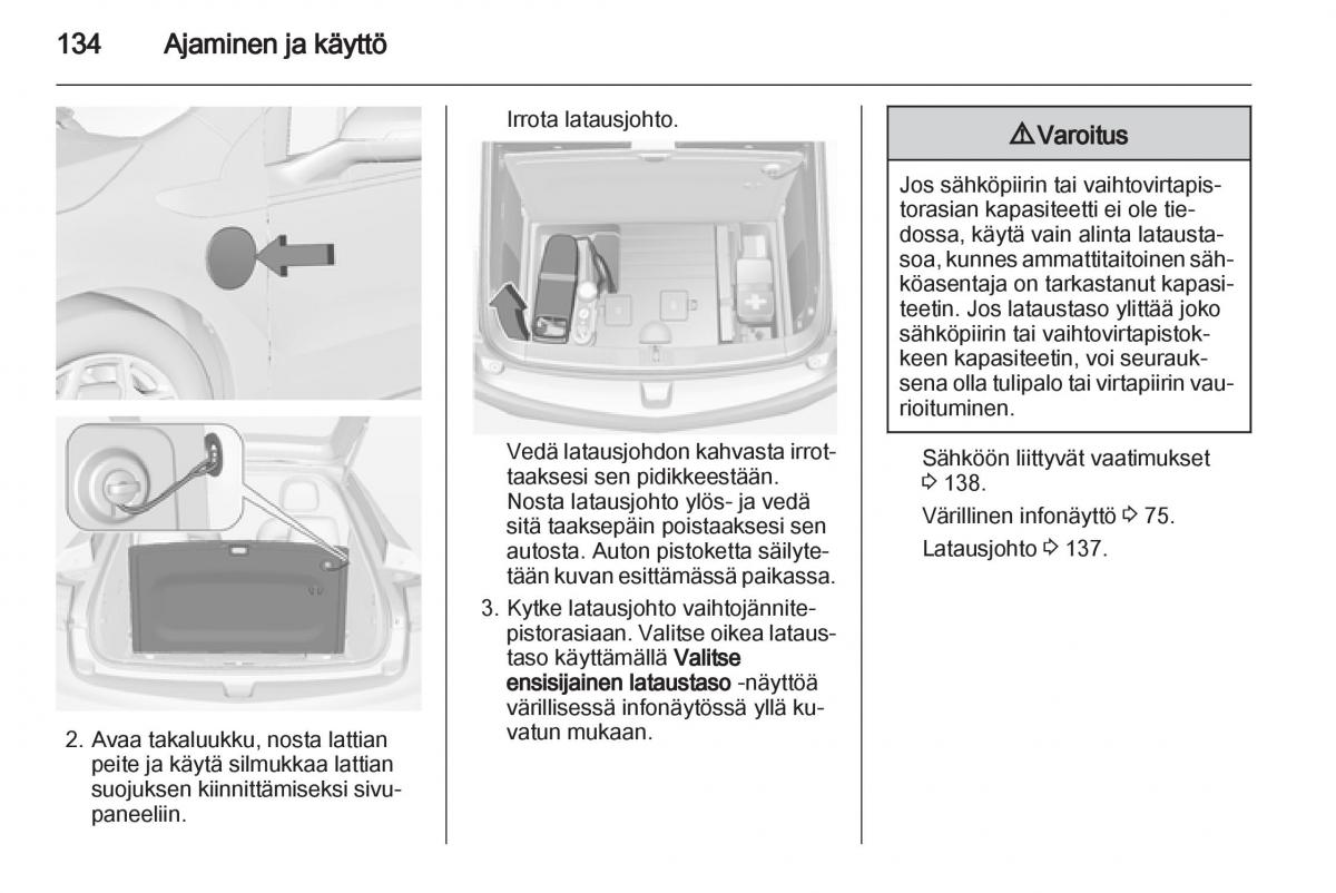 Opel Ampera omistajan kasikirja / page 136