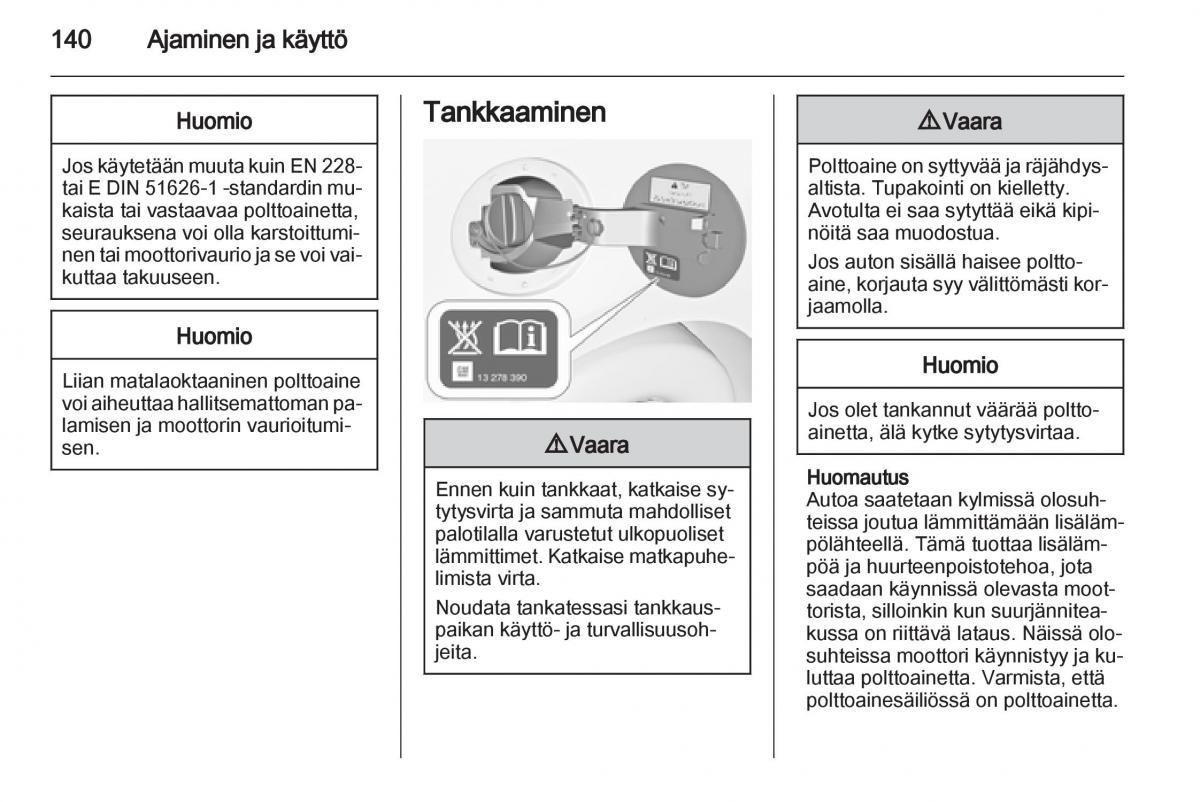 Opel Ampera omistajan kasikirja / page 142