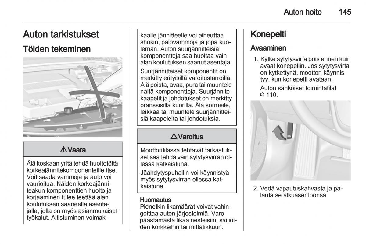 Opel Ampera omistajan kasikirja / page 147