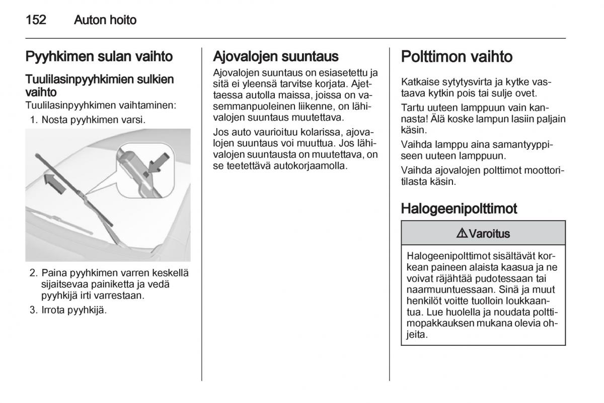 Opel Ampera omistajan kasikirja / page 154