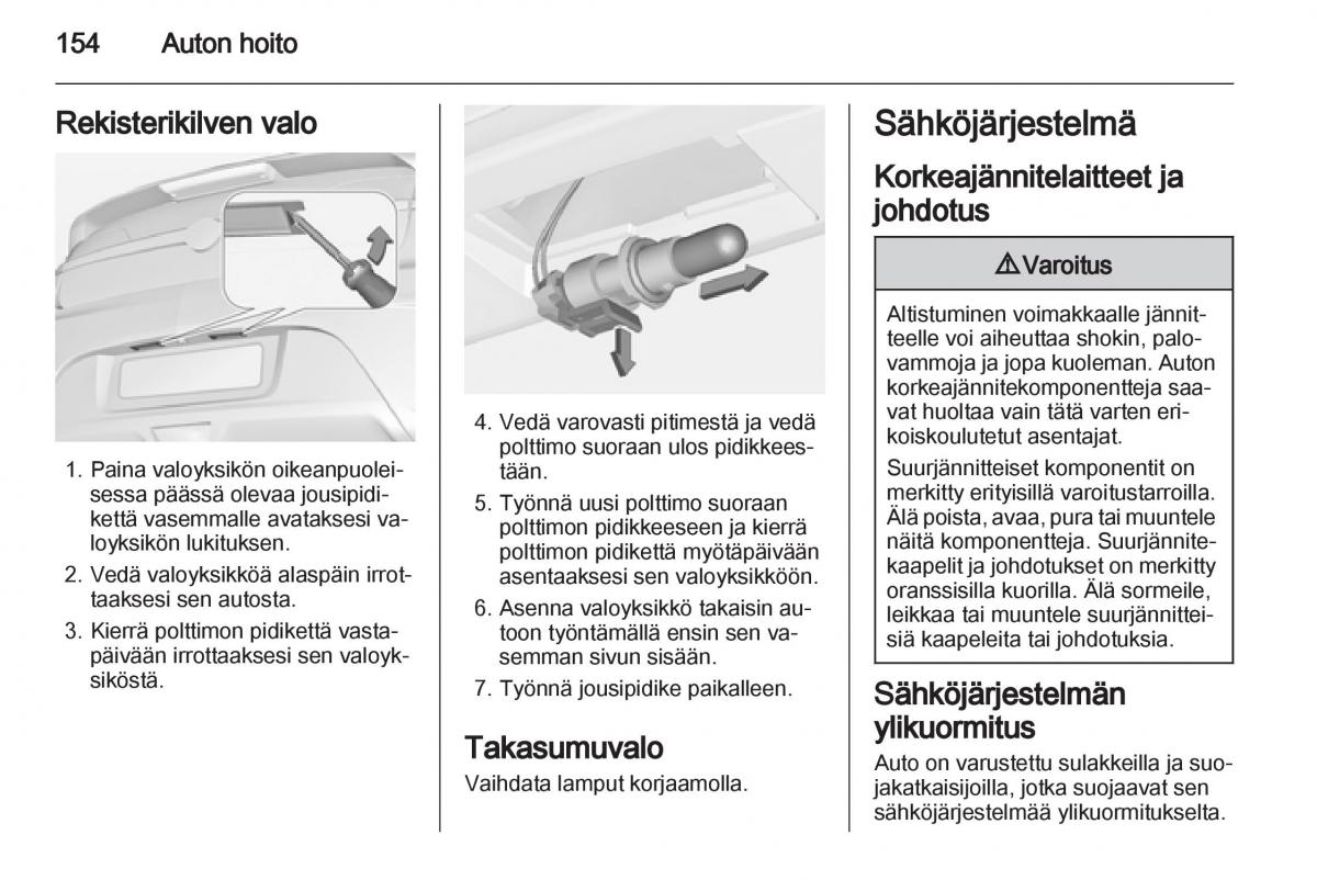 Opel Ampera omistajan kasikirja / page 156