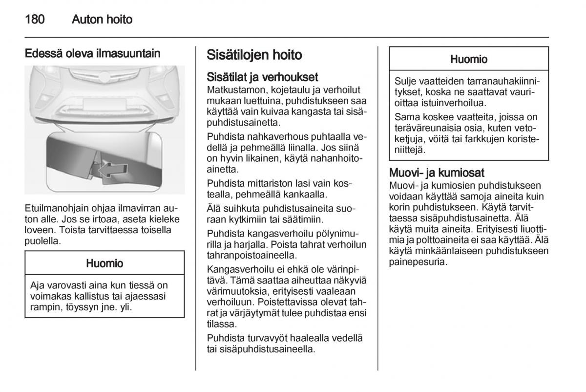 Opel Ampera omistajan kasikirja / page 182