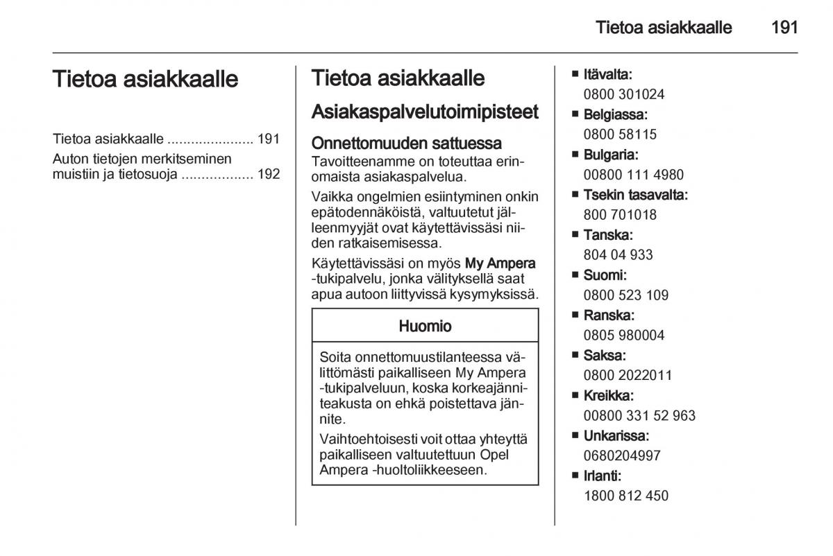 Opel Ampera omistajan kasikirja / page 193