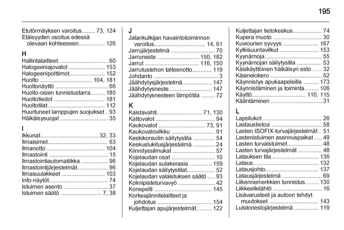 Opel Ampera omistajan kasikirja / page 197