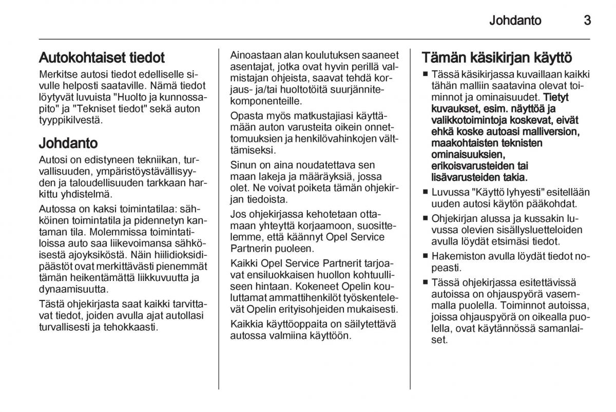 Opel Ampera omistajan kasikirja / page 5