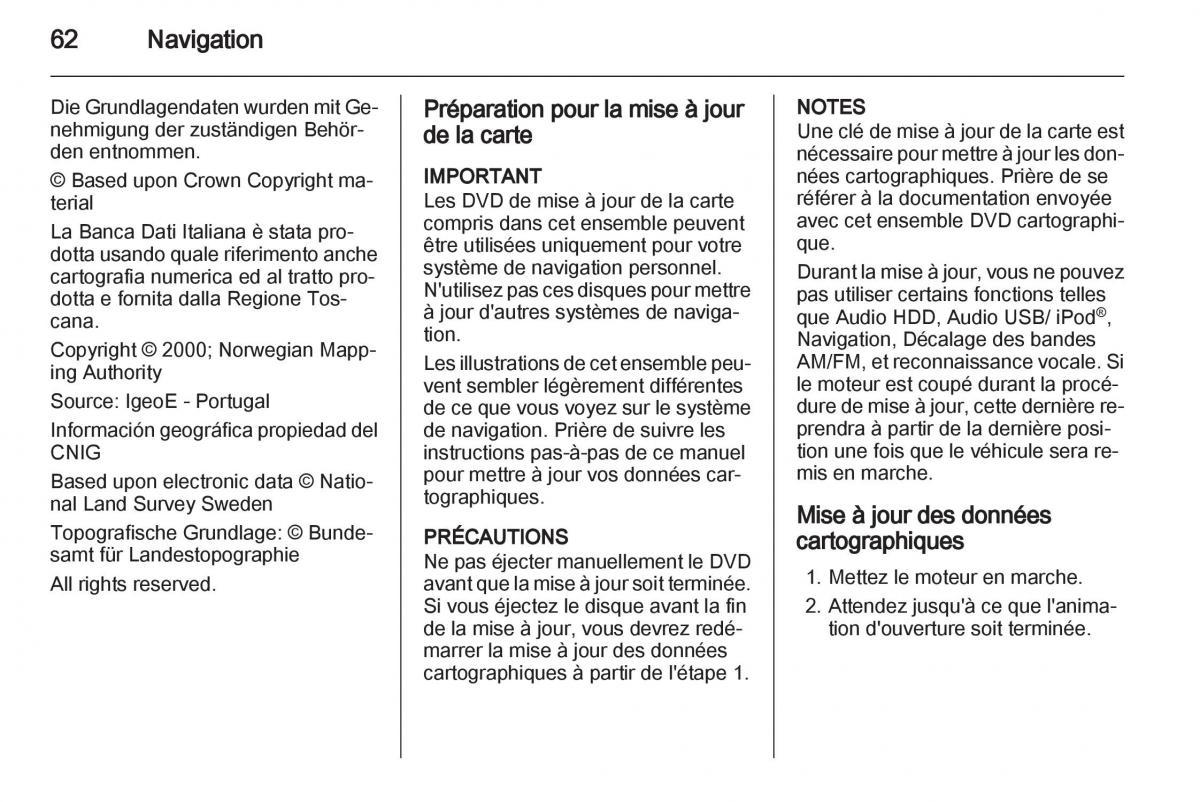 Opel Ampera manuel du proprietaire / page 62