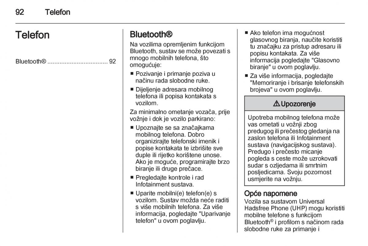 Opel Ampera vlasnicko uputstvo / page 92