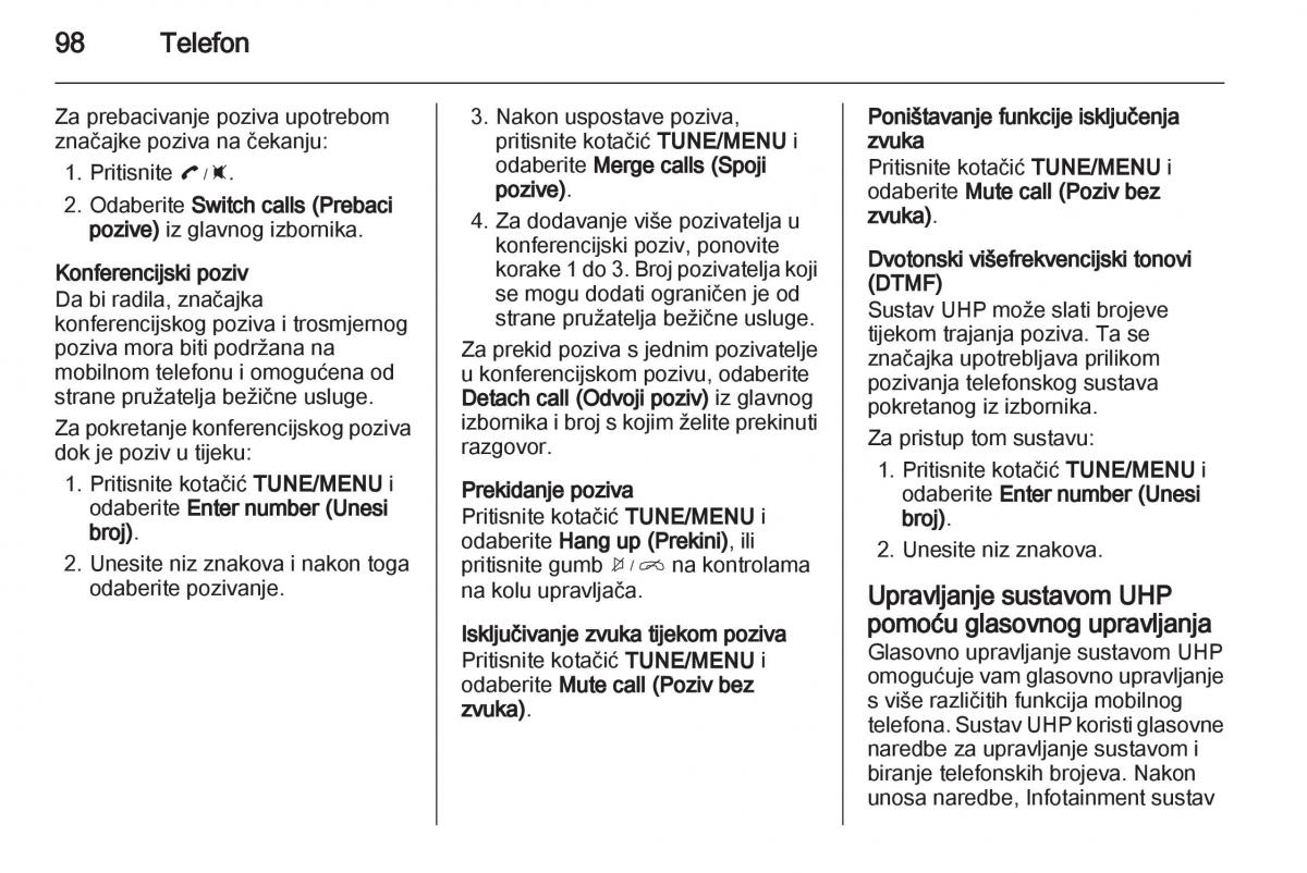 Opel Ampera vlasnicko uputstvo / page 98