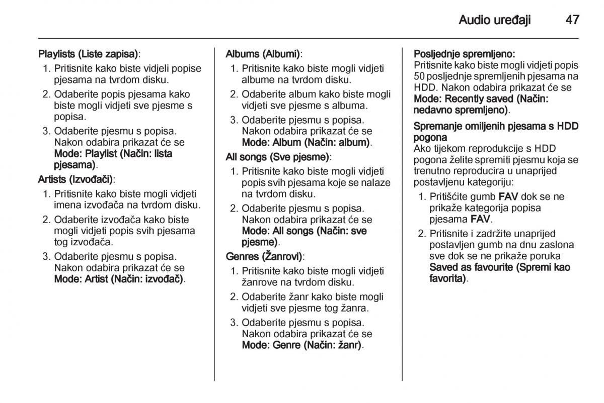 Opel Ampera vlasnicko uputstvo / page 47