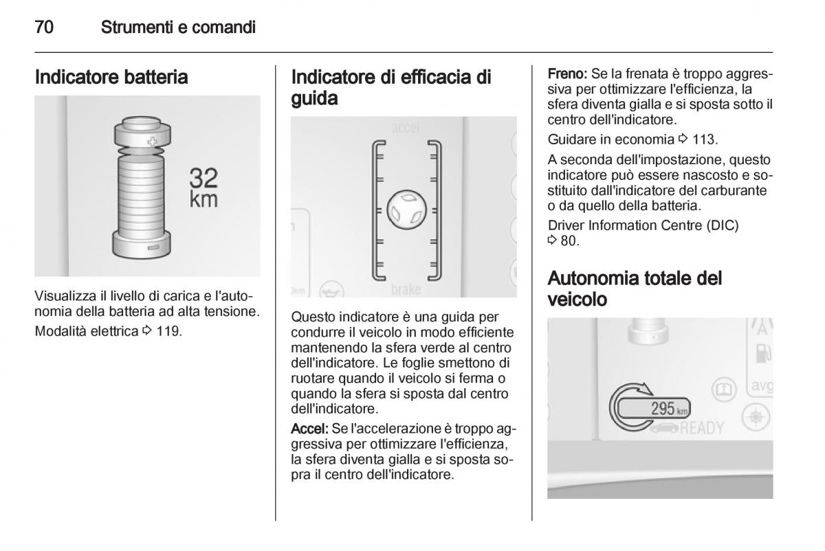 Opel Ampera manuale del proprietario / page 72