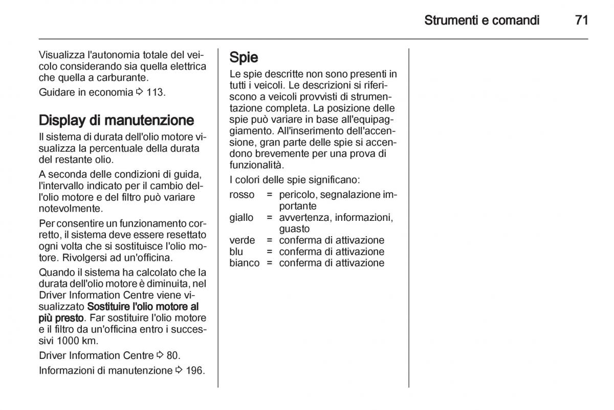 Opel Ampera manuale del proprietario / page 73