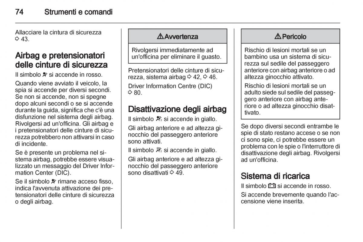 Opel Ampera manuale del proprietario / page 76