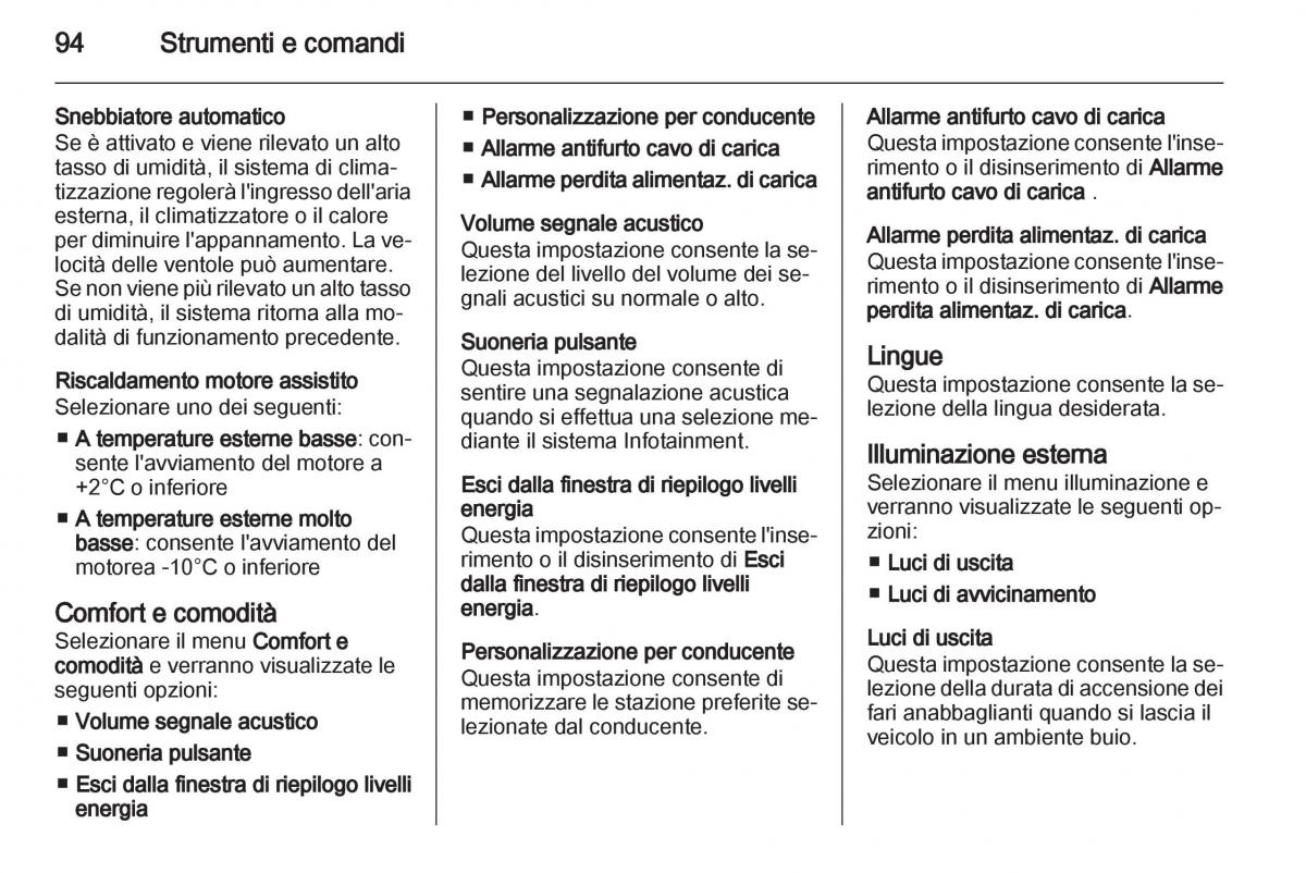 Opel Ampera manuale del proprietario / page 96