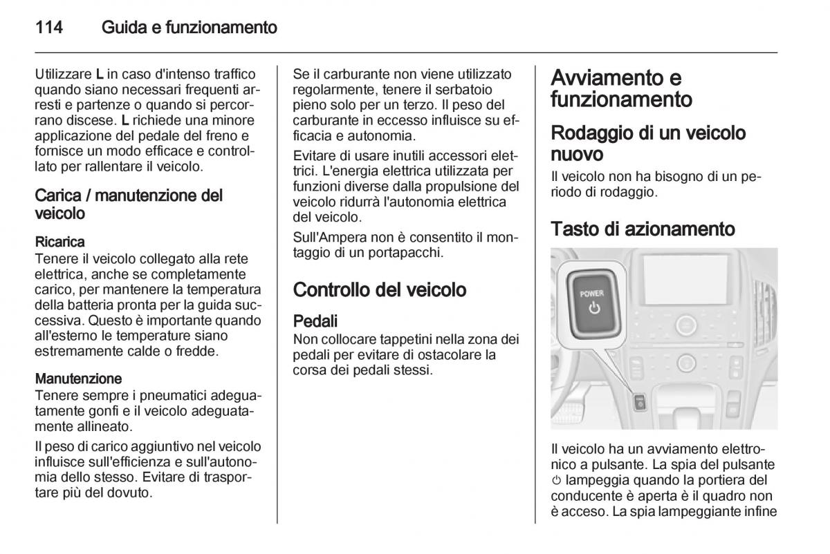 Opel Ampera manuale del proprietario / page 116