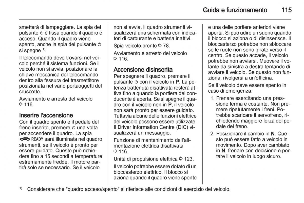 Opel Ampera manuale del proprietario / page 117