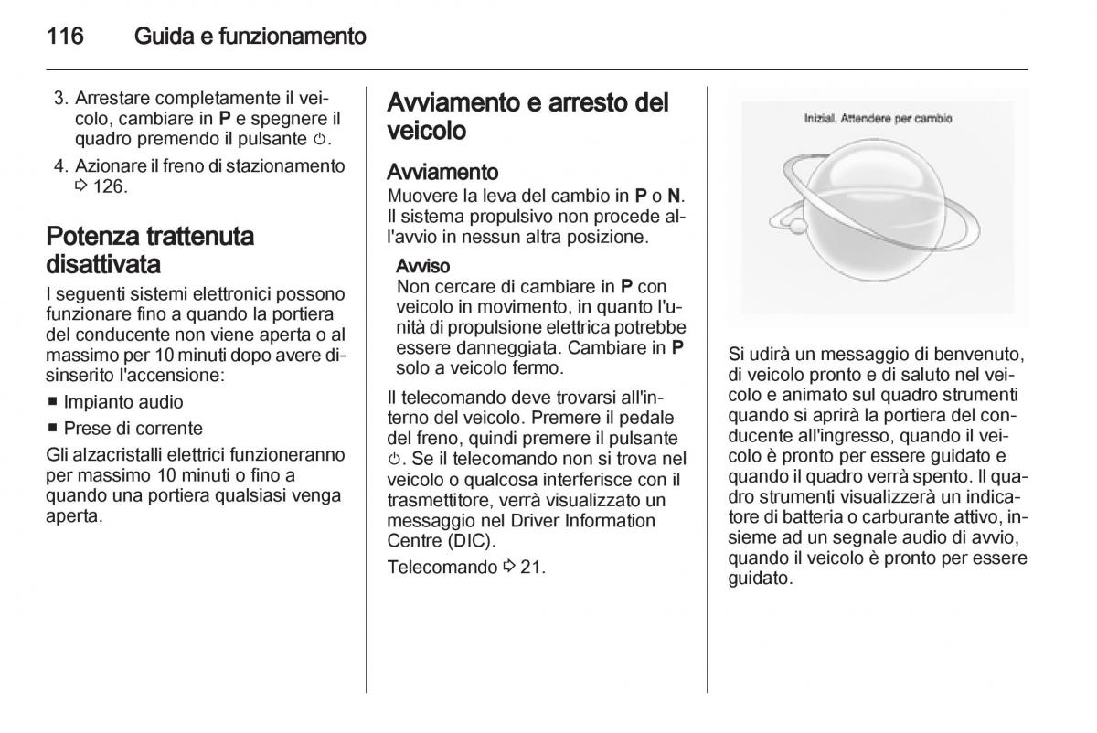 Opel Ampera manuale del proprietario / page 118