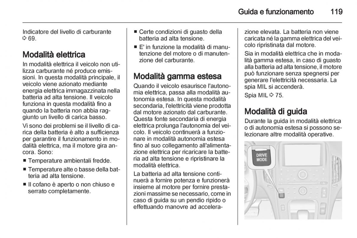 Opel Ampera manuale del proprietario / page 121