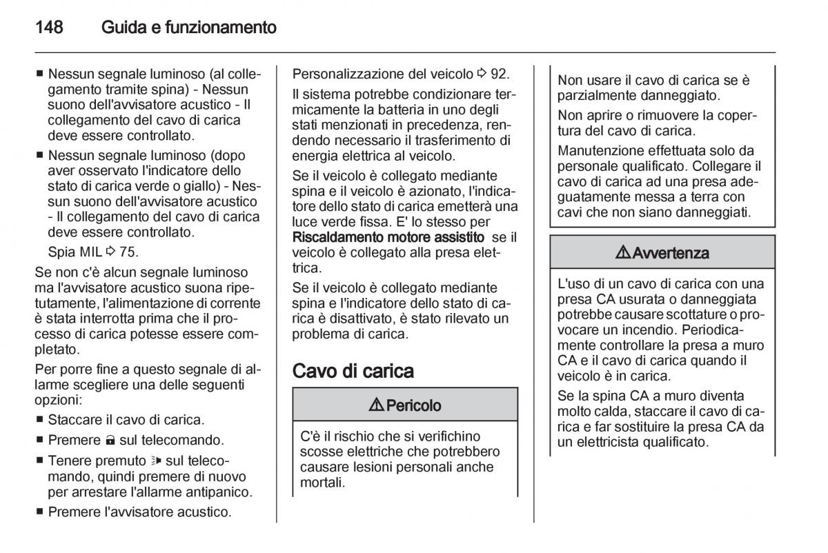 Opel Ampera manuale del proprietario / page 150