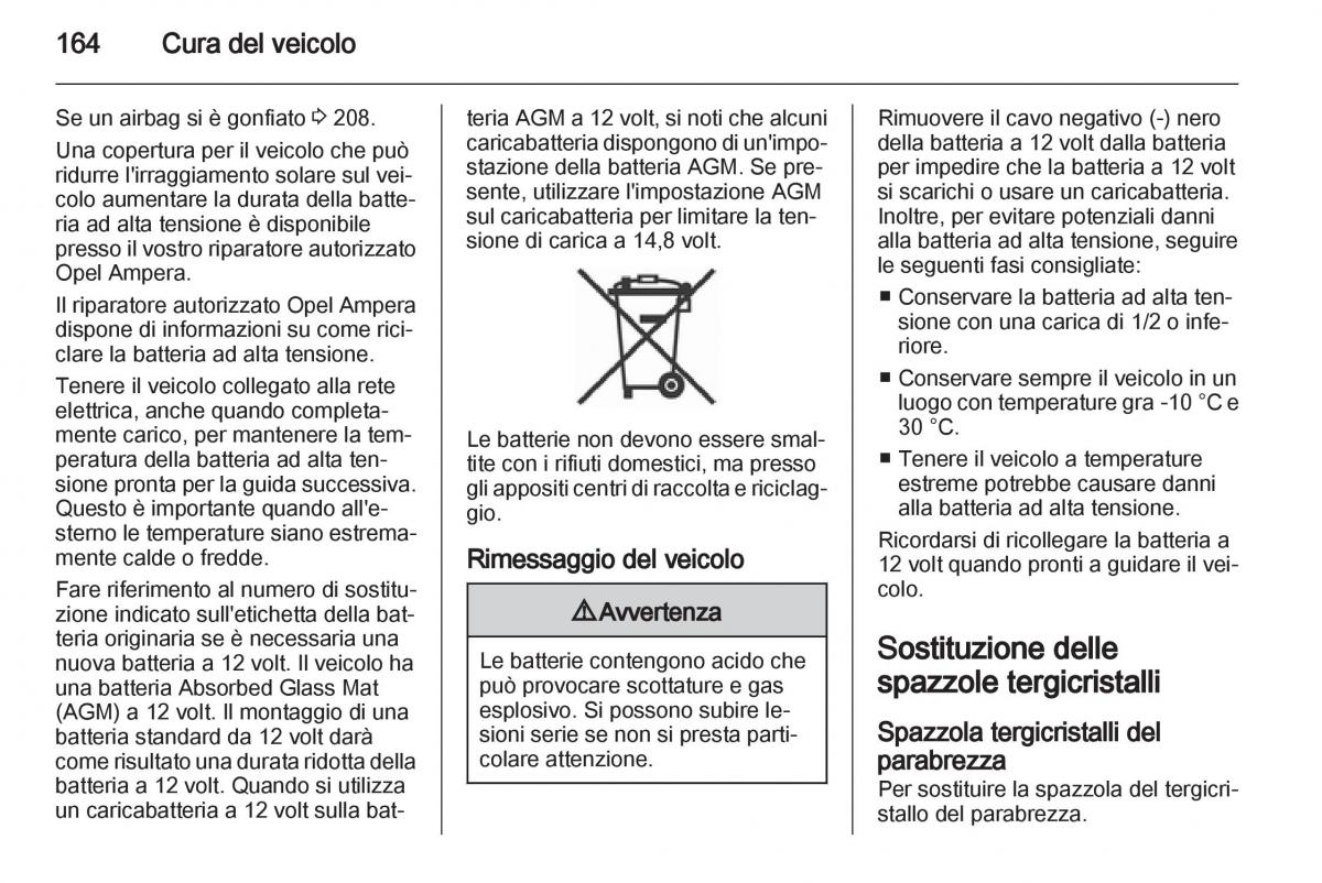 Opel Ampera manuale del proprietario / page 166