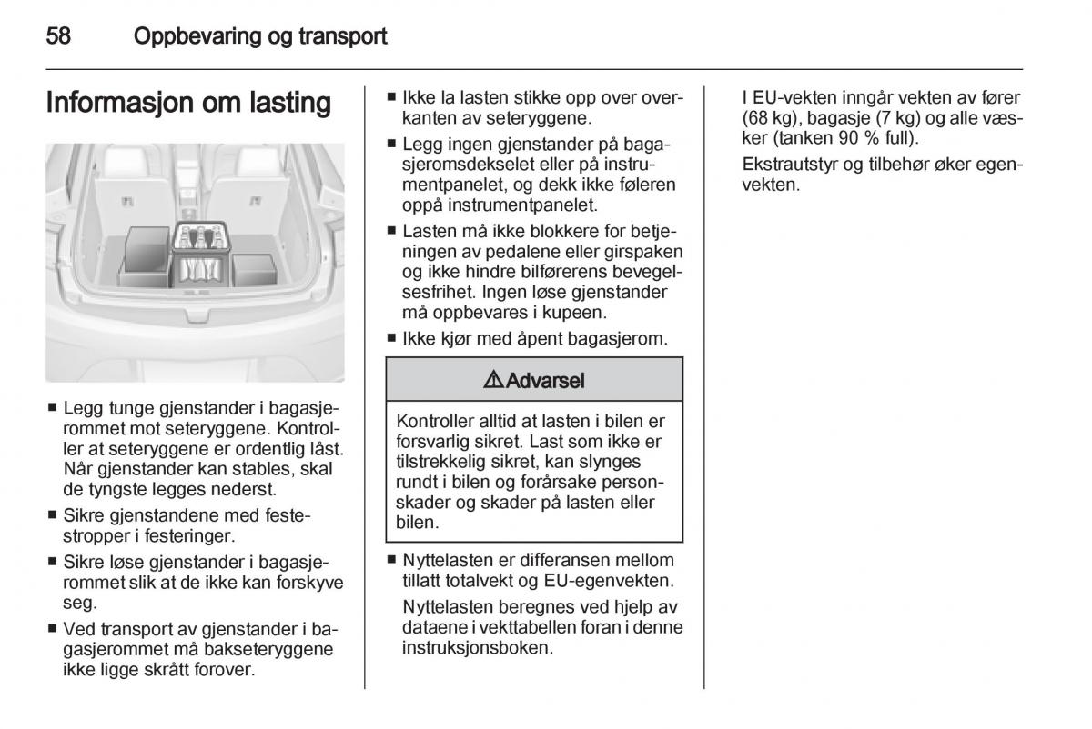 Opel Ampera bruksanvisningen / page 60