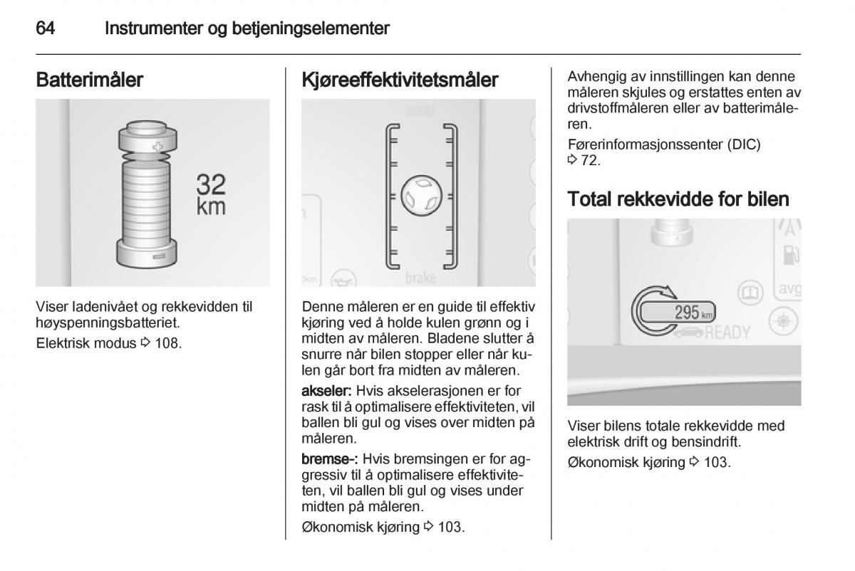 Opel Ampera bruksanvisningen / page 66