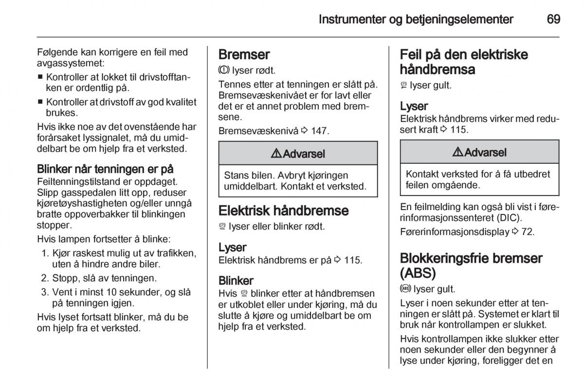 Opel Ampera bruksanvisningen / page 71