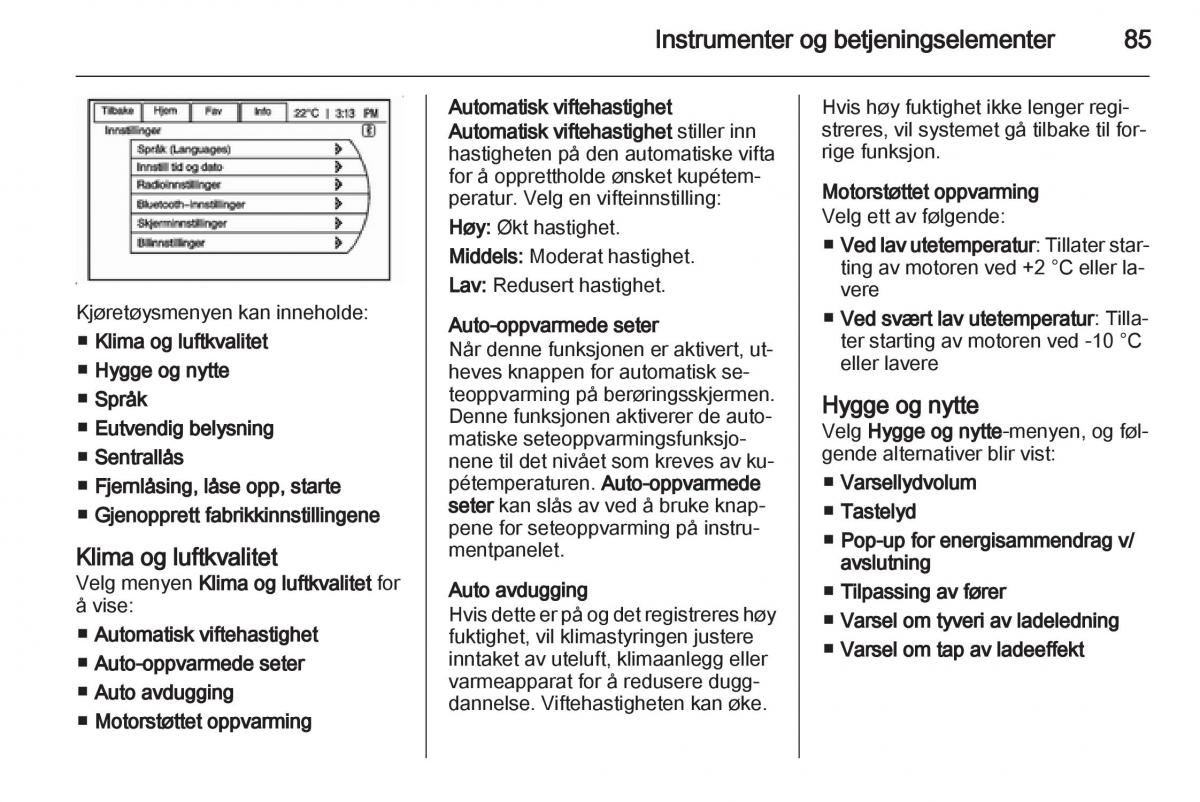 Opel Ampera bruksanvisningen / page 87