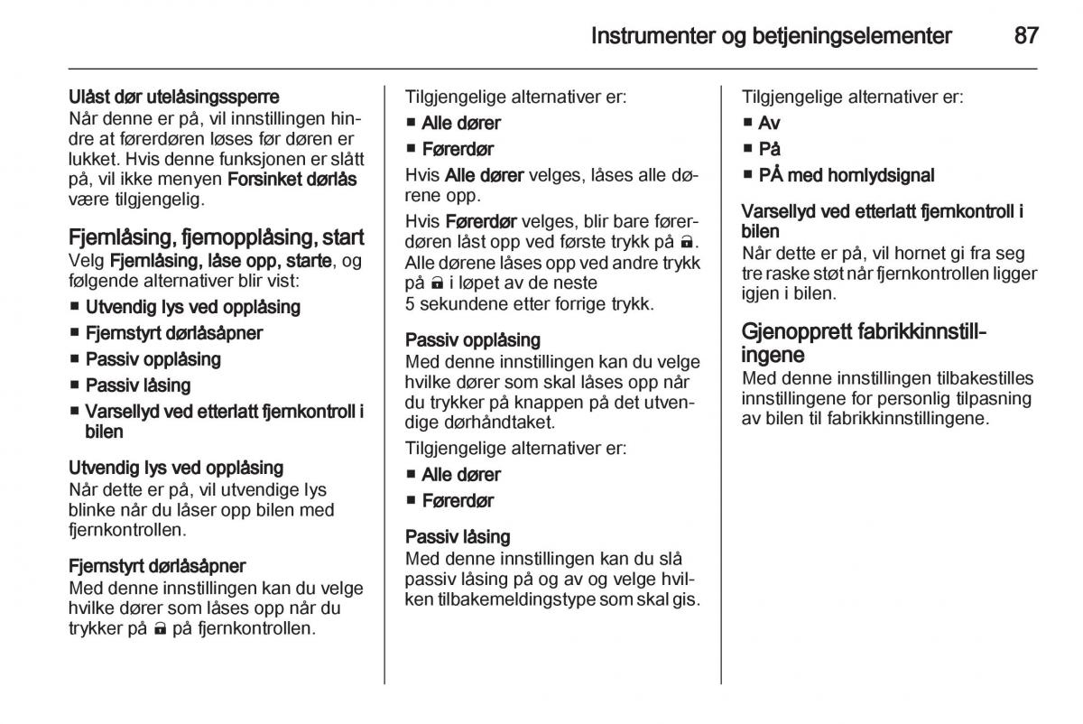 Opel Ampera bruksanvisningen / page 89