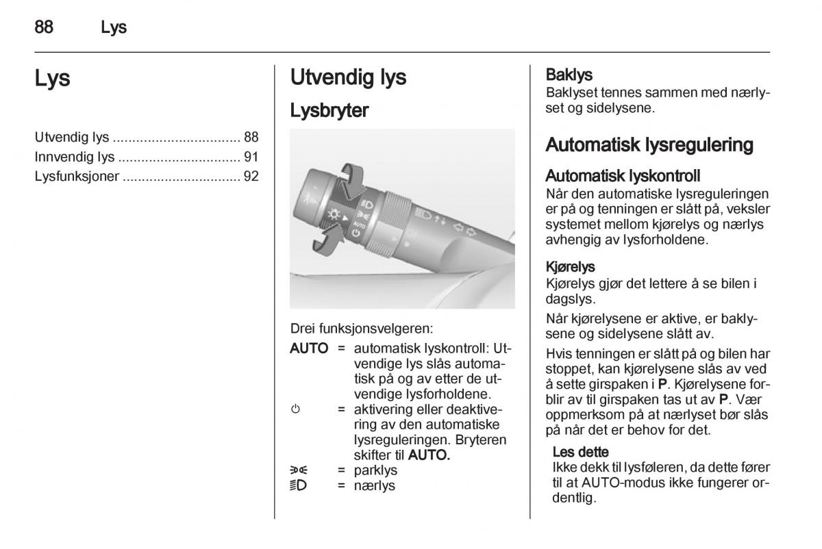 Opel Ampera bruksanvisningen / page 90