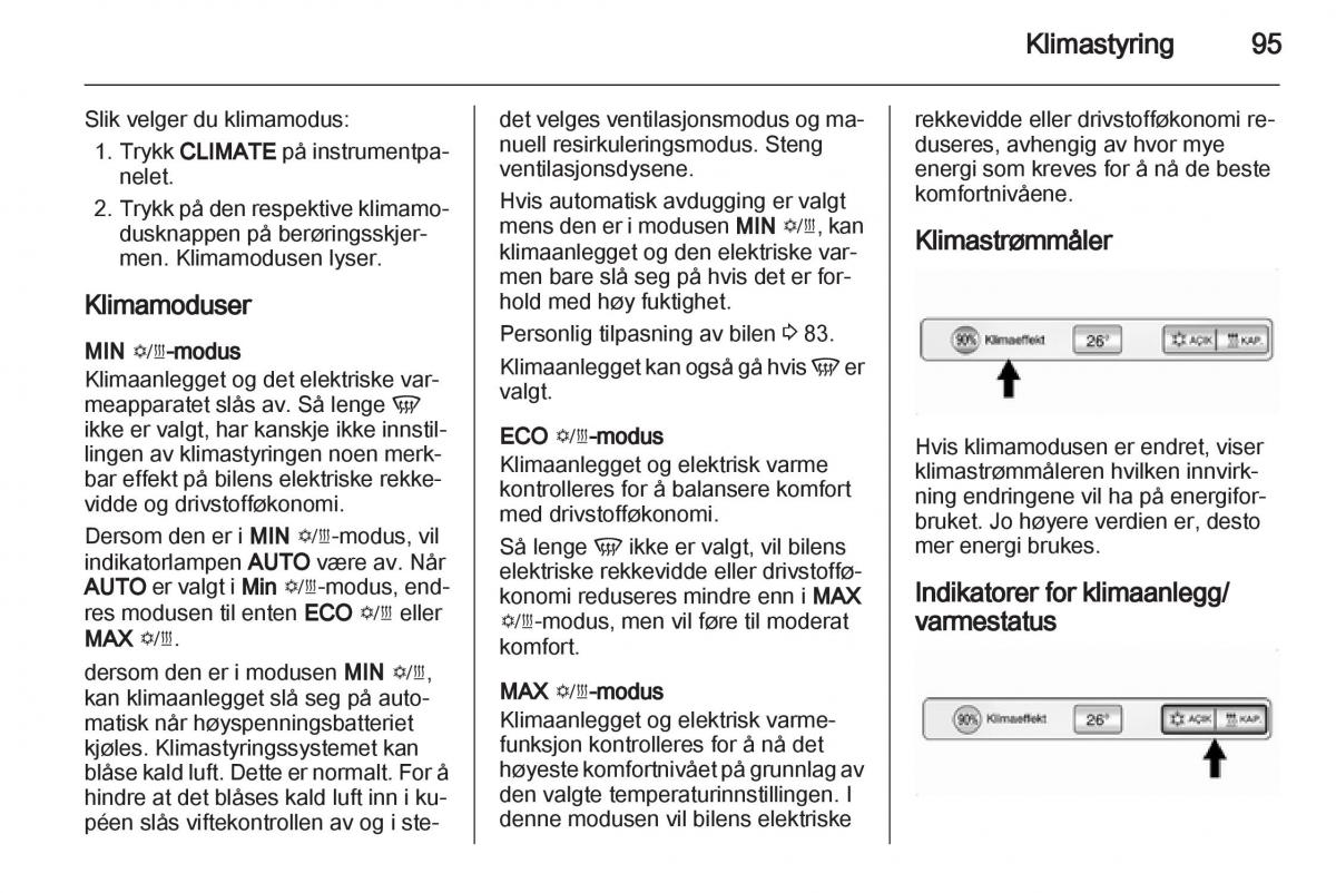 Opel Ampera bruksanvisningen / page 97