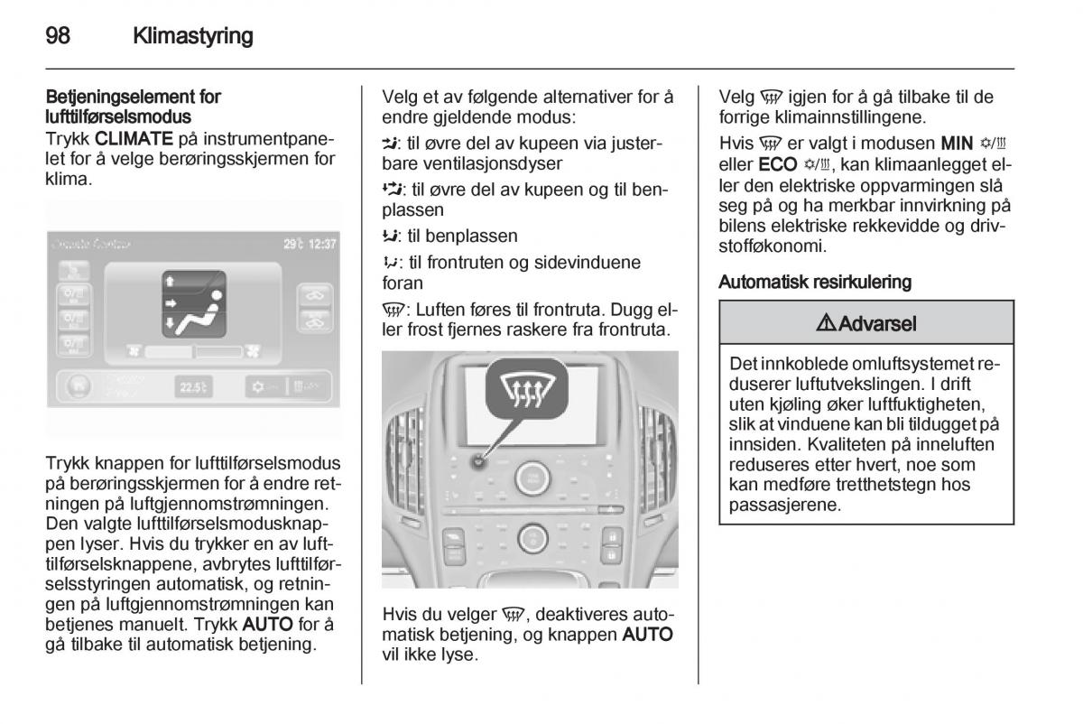 Opel Ampera bruksanvisningen / page 100